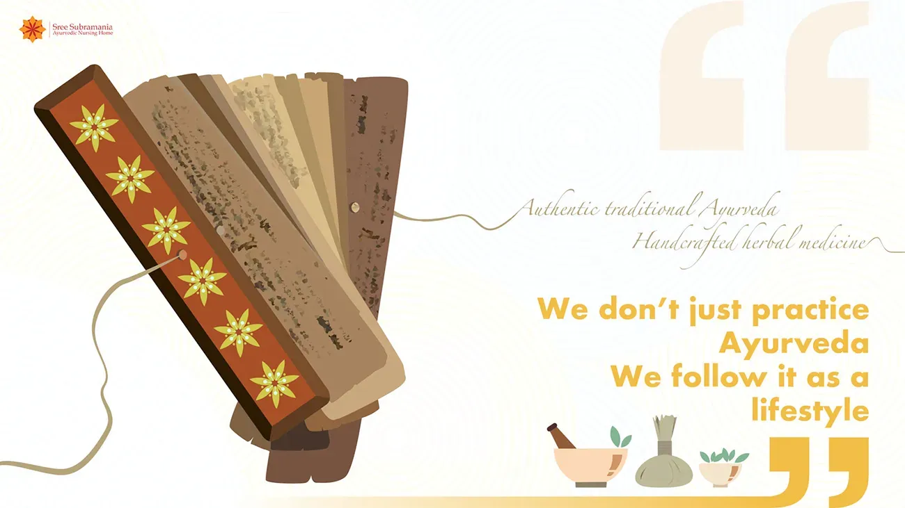Manuscripts-used-for-medicine-preprations Medicine at Sree Subramania ayurvedic nursing home is made from manuscript made of palm leaves collected by the family ancestors